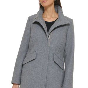 Cole Haan Women's Signature Coat Wool Blend Spread Collar Pockets NWT 2 gray